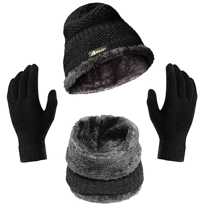 Winter Cap for Men with Neck Warmer &amp; Gloves Set